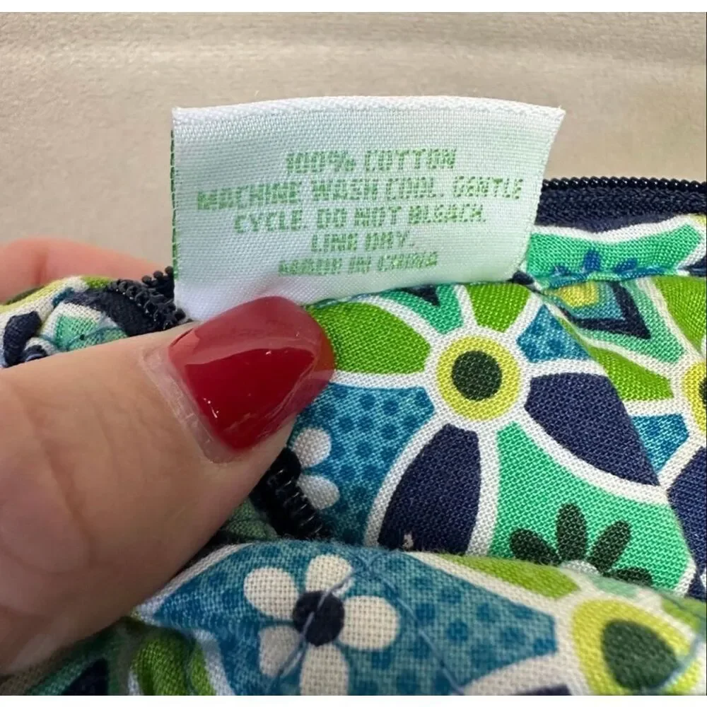 Vera Bradley Daisy Daisy Multicompartment Satchel Green Blue Floral Top Handle